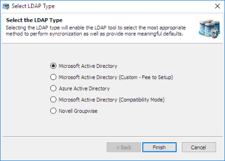 LDAP Type Selection Screen
